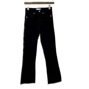 Zara High Waisted Boot Cut Black Denim Jeans SIZE 02